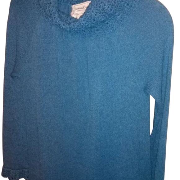 DIOR Maxi Knit Dress Sz S BLUE Turtleneck Luxe Bodycon Lounge Crochet RARE VNTG - Picture 14 of 16